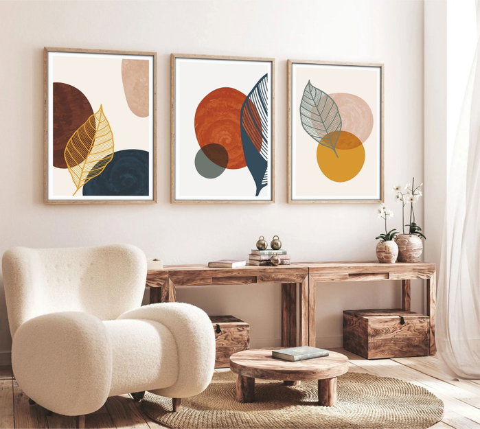 Wallity Cuadro Decorativo Enmarcado Huhu209 50 x 70 cm (3 piezas)